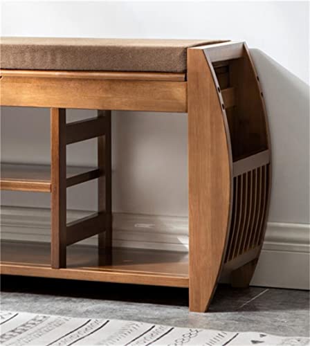 SDFGH Shoe Bench Rack Removable Cushion Hidden Storage Compartment Side Drawer Shoe Storage Organizer Shoe Cabinet (Color : Rosso, Size : 32x46x1