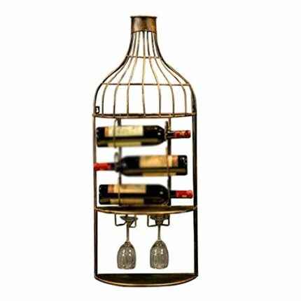 ZYZMH Vintage Wine Rack, Industrial Bar Decoration Wrought Iron Wine Rack Creative Wine Cabinet