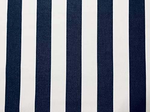 Navy Blue & White Striped DRALON Outdoor Fabric Acrylic Teflon Waterproof Upholstery Material for Cushion Gazebo Beach - 160cm Wide (Sold by The
