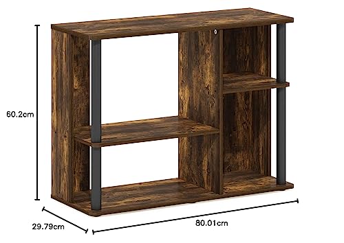 Furinno Stand with Plastic Poles for TV up to 40-Inch, Engineered Wood, Amber Pine/Black