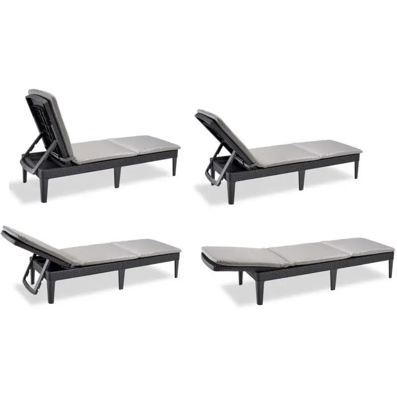 Keter Allibert Jaipur Sun Lounger with Cushion, graphitegray, 58 x 187 x 29 cm