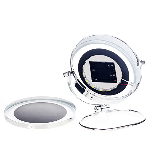 HIMRY LED Make-up Mirror 6 Inch 7X Magnification Battery Operated, Foldable Countertop Lighted Mirror, Cosmetic Mirror Shaving Mirror, Bathroom T