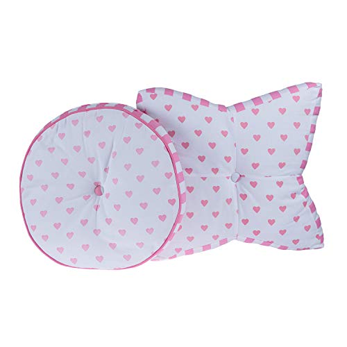 HOMESCAPES Pink and White Star Floor Cushion Large Decorative Children’s & Garden Seat Pad with Heart Pattern, Pre-Filled 100% Cotton Indoor and