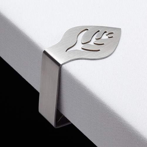 Kitchen Craft, Stainless Steel Tablecloth Weight Clips, Table Cover Clamps, Self-adjusting Safe Attach, Leaf Design, Stainless Steel, 6 x 5 cm, S