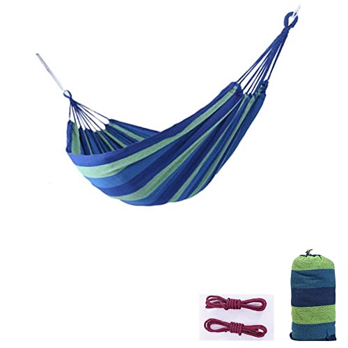 Outdoor Woven Cotton Hammock, 2 Person Camping Hammock Portable Lightweight with Carrying Bag, Ideal for Patio, Balcony, Patio Garden, Camping (L