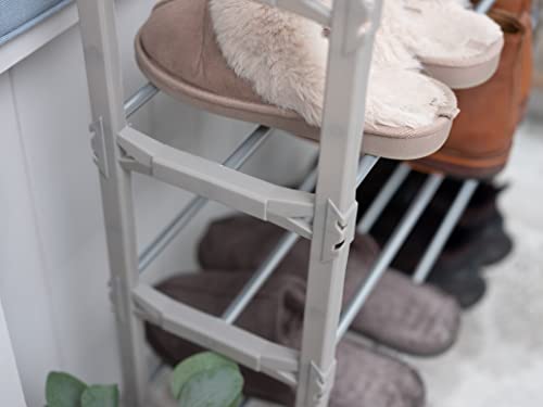 Addis Shoe Rack 4 Tier Storage, Metal & Plastic, Metallic Silver, Unit