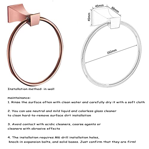 GAKIN Towel Holder Bathroom Rose Gold Zinc Alloy Rack Modern Simple Ring