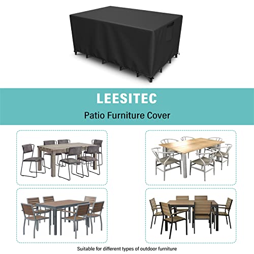 Garden Furniture Covers, Square Outdoor Furniture Cover Waterproof, 600D Durable Heavy Duty Patio Table Cover, Windproof Patio Cover Black Fits u