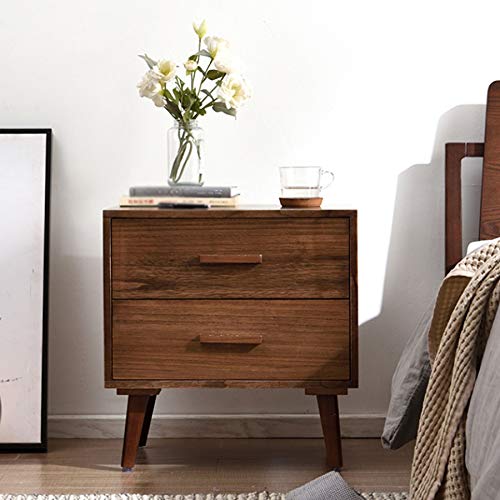 N/A Solid Wood Nordic Bedside Table Walnut Color Bedside Table, Simple Bedroom Storage Cabinet Bedside Table