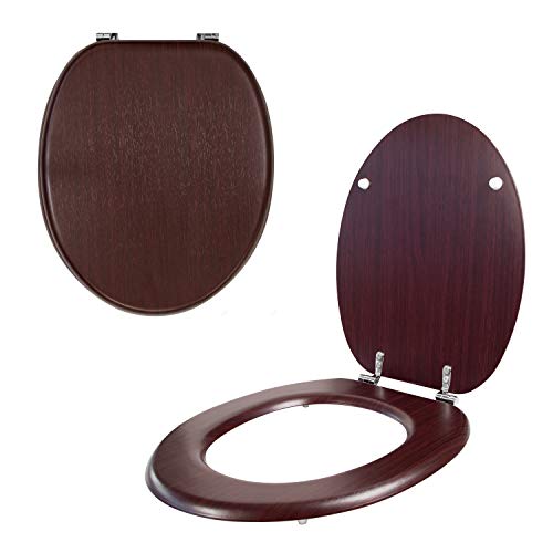 Anika 92499 Marble Effect Toilet Seat Anti Bacterial Coating Chrome Hinges, 43cm x 37.5cm