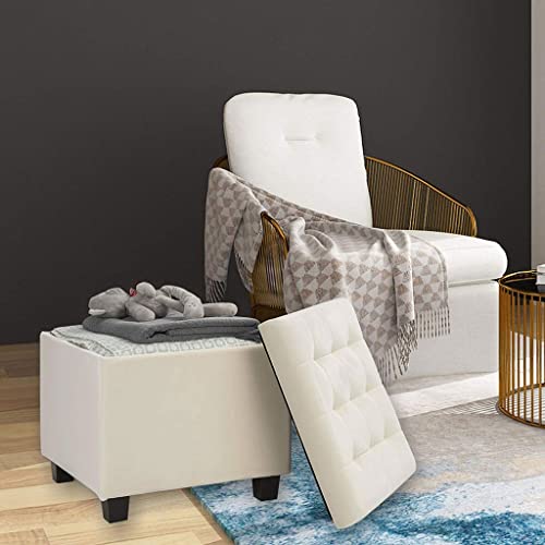 NXYJD Stool - Storage Chest Plus Square Ottoman Foot of The Bed Linen Chairman Milky White Children's Toy Box Bench Shoe Station Milking Stool St