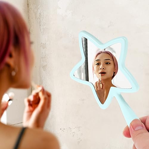 FOMIYES 1Pcs Handheld Mirror Five-pointed Star Shaped Handle Mirror Woman Makeup Mirror Handhold Travel Mirror with Handle (Random Color)