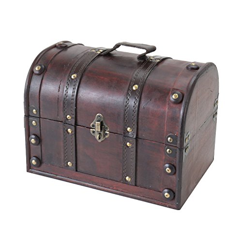 HMF 6404-130 Wooden Treasure Chest with Lock | 30 x 20 x 22 cm | Small | Italy
