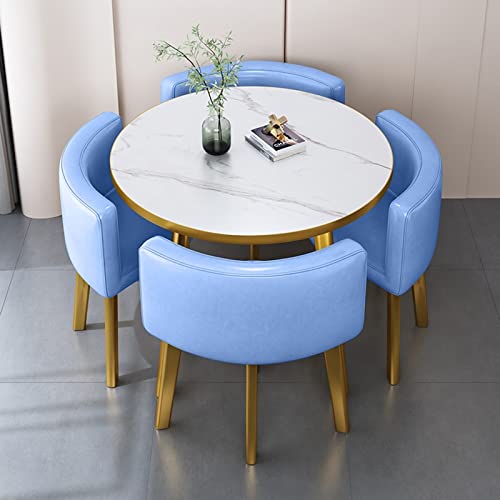 Office Reception Round Dining Table Set for 4, Business Reception Desk Table and Chair Combination,Hotel Lobby Dining Table Set,Bedroom Balcony L