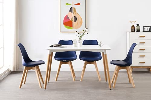 P&N Homewares Dining Table and Chair Set, White/Navy Blue, One Size