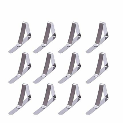 ZARRS Tablecloth Clips Steel,Table Cloth Clamps Metal 12 Pack Table Cover Clamps Anti-slip Table Cloth Holders for Home Garden Outdoor Silver