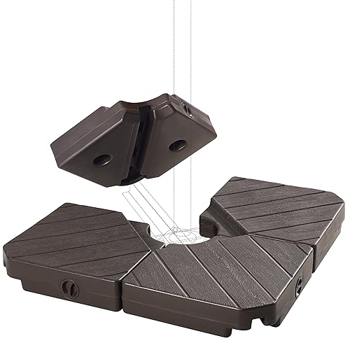 FRUITEAM Patio Cantilever Umbrella Base Weight, 4 Piece Offset Umbrella Stand Outdoor Base Water & Sand Filled, for Hanging Patio Umbrella