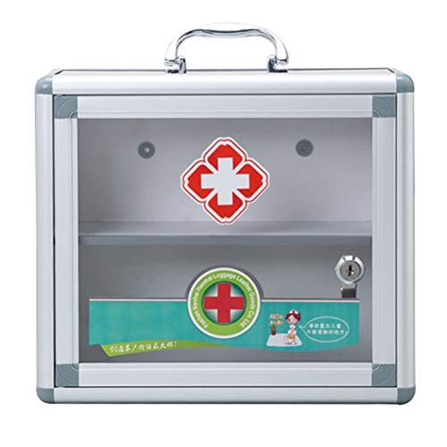 BSTCAR Medicine Cabinet with Lock, Medicine Storage Box Portable Transparent Lockable Medicine Box Medical Cabinet First Aid Wall Mounted Medicin