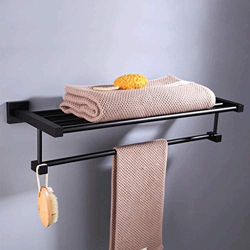 N/A Space Aluminum Towel Rack, Wall-Mounted Towel Holder Organizer Towel Shelf Storage Rail for Bathroom Kitchen