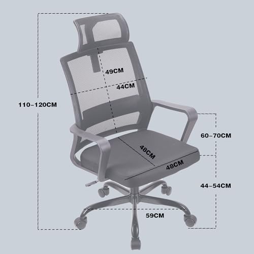 T-THREE. Adjustable headrest Office Chair Ergonomic Mesh Swivel Chair Office chair Desk Chair Lumbar Support Height Adjustable 360°Swivel Rocking