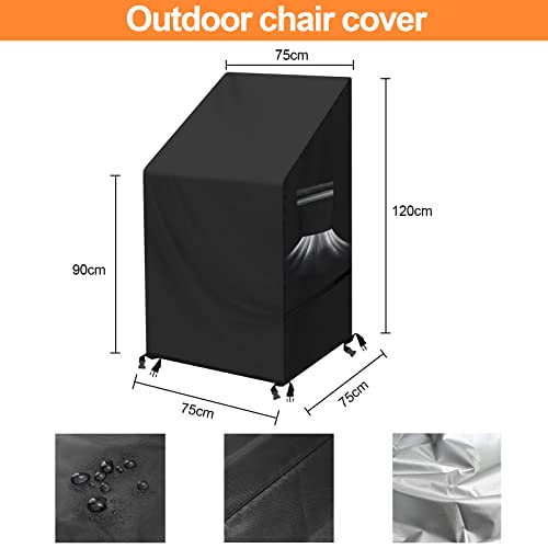 Patio Stacking Chair Cover, 2pcs Outdoor Garden Chair Covers, Heavy Duty 210D Oxford Fabric Patio Chair Cover Waterproof Breathable Windproof Ant