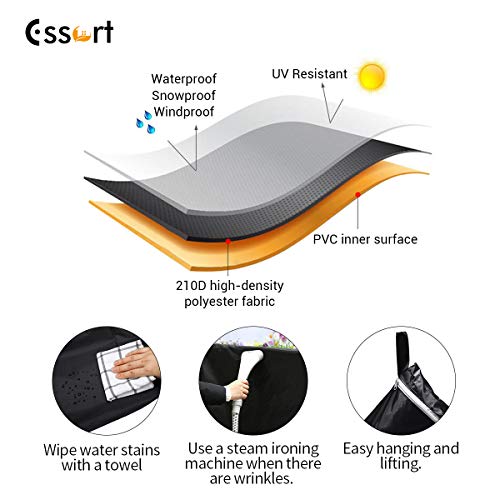 Essort Waterproof Furniture Cover, Patio Furniture Cover Polyester Outdoor Garden Furniture Protection for Tables and Garden Chairs, Black 200 ×