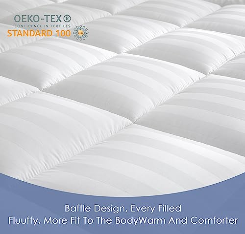 MIROUT Queen Cooling Mattress Topper, Extra Thick Plush Mattress Pad Cover with 8-21 inch Deep Pocket, 3D Snow Down Alternative Fill Pillow Top
