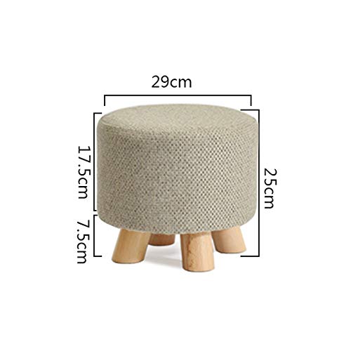 LHTCZZB Movable Removable and Washable Non-slip Load-bearing Stool Beech Wood + Cotton and Linen Low Stool Suitable for Adult Household Living Ro
