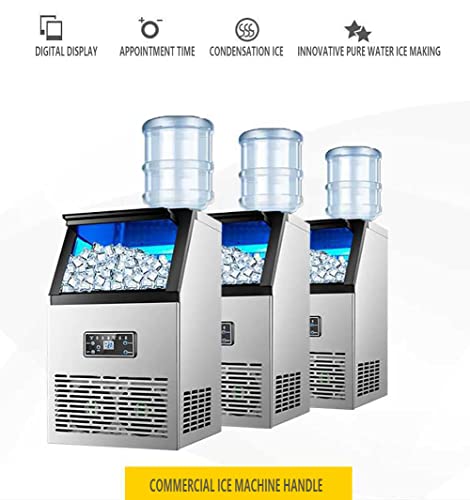 SPLAWN Commercial Ice Maker, Freestanding Stainless Steel Ice Cube Machine, 10 minutes of extremely fast ice production, 11.5kg Storage Capacity,