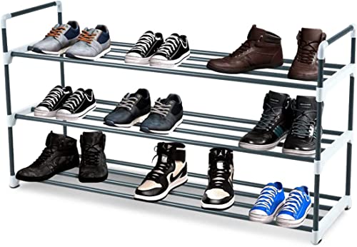 LILIKY 90cm Simple Assembly Household Affordable Free Assembly Storage Small Shoe Rack (Color : Schwarz, Size : 3 Tiers)