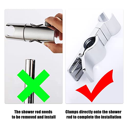 Shower Head Holder Clamp 35°Rotation Adjustable Shower Head Bracket No Drilling Universal 20-29mm Shower Holder Bracket Replacement for Bathroom