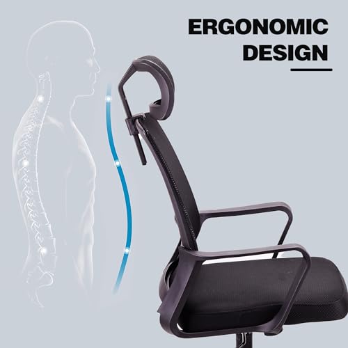 T-THREE. Adjustable headrest Office Chair Ergonomic Mesh Swivel Chair Office chair Desk Chair Lumbar Support Height Adjustable 360°Swivel Rocking