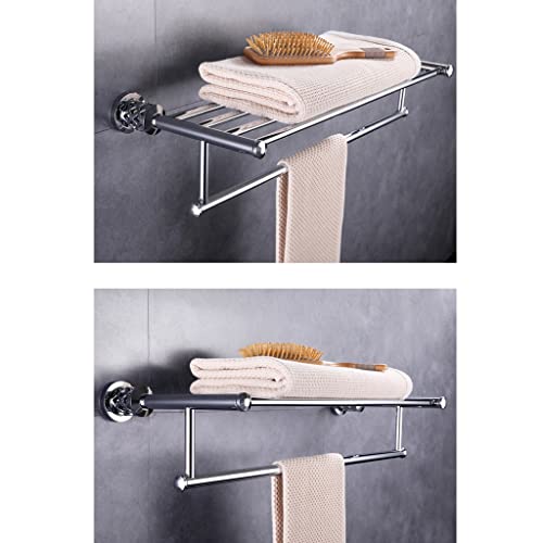 HIGOH Towel Racks, Bathroom Towel Rack Wall Mounted Towel Holder,Chrome Double Layer Towel Rack,Simple Bathroom Towel Holder,Stainless Steel Bath