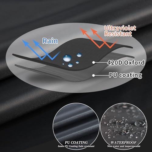 PATIO PLUS Sun Lounger Covers Waterproof, 420D Oxford Fabric Lounger Chair Cover Outdoor Garden Sunbed Cover Windproof Anti-UV Heavy Duty 220x80x