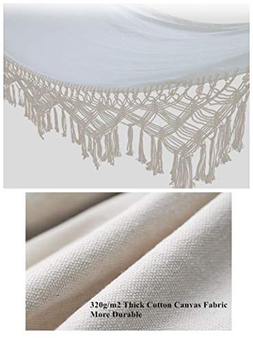 Outdoor Garden Hammock Double Beach Vacation Camping Climbing Traveling Hiking Picnic Outdoor Recreation suitable for 2 adults(White Cotton Canva