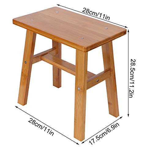 Multipurpose Small Bamboo Stool Foot Rest Stool Shower Low Bench for Home Living Room Bathroom Supplies(M Rectangle)