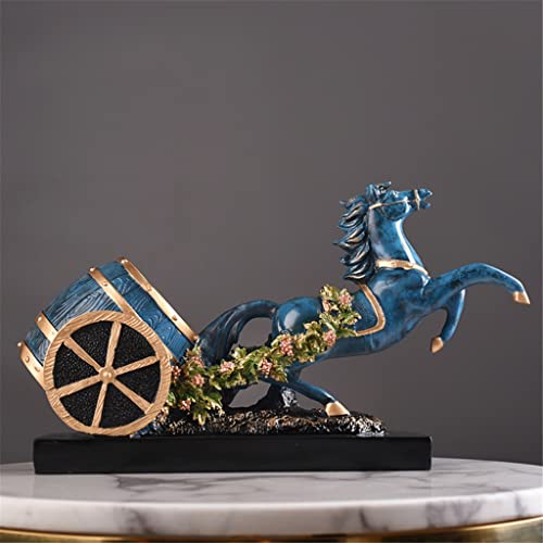LUKEO Retro war car statue wine rack decoration war horse wine barrel wine bottle holder wine crafts ornaments