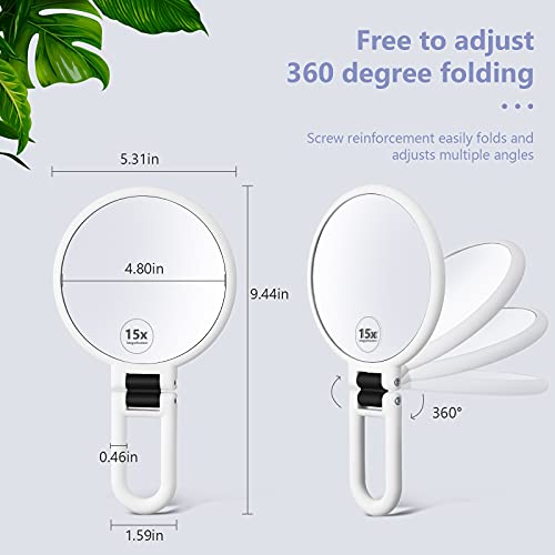 Jetec Magnifying Handheld Mirror Folding Double Sided Pedestal Mirror Travel Makeup Mirror Magnification Portable Cosmetic Mirror with Adjustable