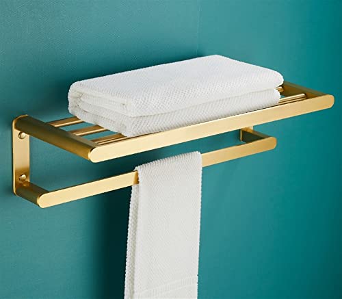 HIGOH Towel Racks,Bathroom Towel Rack Wall Mounted Towel Holder,Bath Hardware,Brushed Aluminum Towel Rack Towel Bar Corner Shelf,Nail Punched