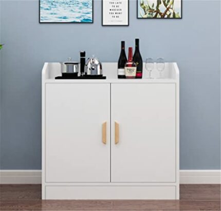 TJLSS Round Corner Pantry Cabinet Put Bucket Multifunctional Storage Cabinet With Door Dining Room Side Table Sideboard (Color : Wit, Size : 30 *