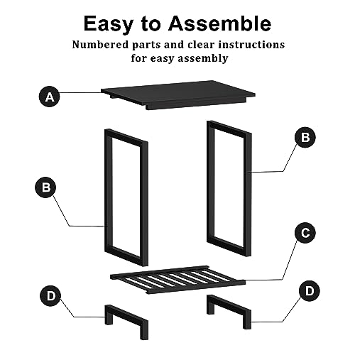 POXAKA End Table Set of 2, Bamboo Side Table, Black Night Stand Bedside Table, Modern Nightstand for Bedroom, Living Room, Study, Office (MC-540)