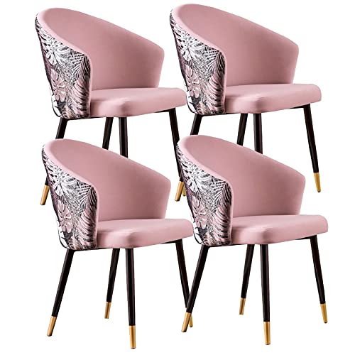Kitchen Dining Room Furniture Chairs Retro Dining Chair Set Of 4 Modern Kitchen Dining Room Chairs with Metal Legs Velvet Seat and Embroidery Bac