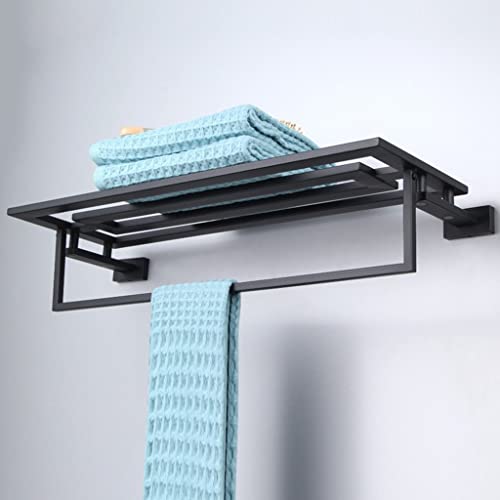 HIGOH Towel Racks,Bathroom Towel Rack Wall Mounted Towel Holder,Fashion Stainless Steel Towel Rack,Matte Bathroom Towel Double Shelf,Bathroom Har