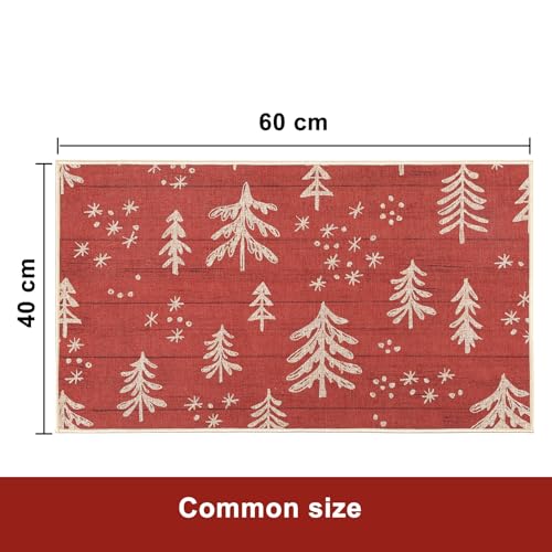 LuxFocus Doormat Washable Christmas Decorative Door Mats for Entrance Outdoor Non-Slip Welcome Doormat Rubber Backing Xmas Trees Printed Pattern