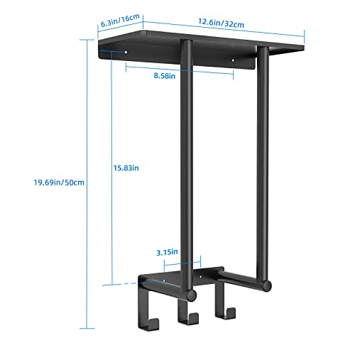 Towel Rack Wall Mounted, BETHOM Towel Racks with Shelf and 3 Hooks for Small Bathroom, Towel Storage Wall Can Holds Up to 3 Large Size(160x100 cm