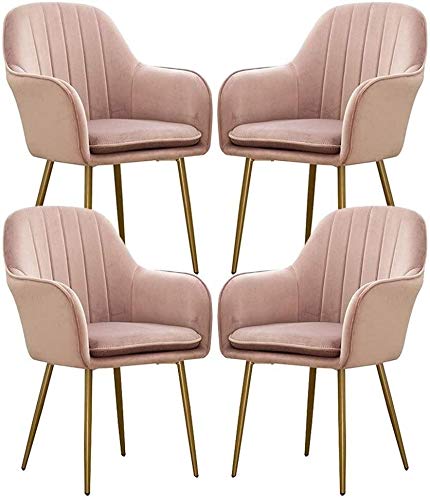 Modern Kitchen Dining Room Chairs Velvet Dining Chairs Set Of 4,Sturdy Metal Feet with Armrests and Backrest Kitchen Living Room Chairs (Color :