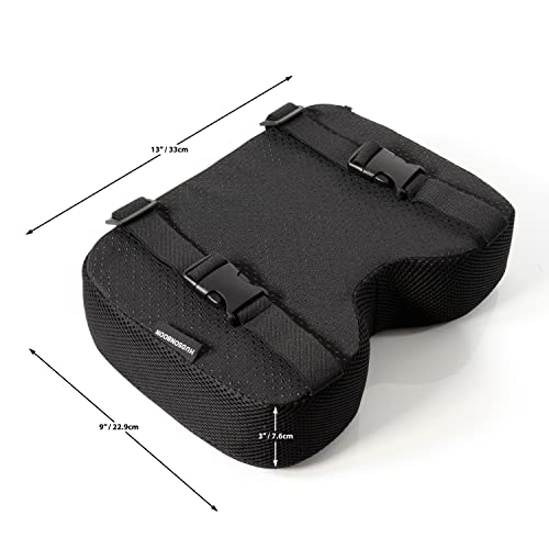 Hudsonboon Rowing Machine Seat Cushion - Black with White Embroidery Memory Padding - Complete with Mesh Cover- Anti-Slip Bottom with Straps