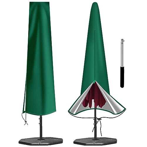 OKPOW Parasol Cover Waterproof - 600D Heavy Duty Garden Parasol Cover Fit for 2.5m 2.7m 3m Large Outdoor Umbrella - Anti-UV Windproof Patio Umbre