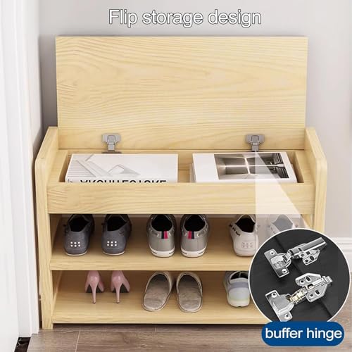 N/A 2 Layers Shoe Benches Entryway, with Storage, Shoe Stool Storage Tipping Bucket, Entryway Shoe Cabinet Shoe Bench for Living Room, Bedroom, M