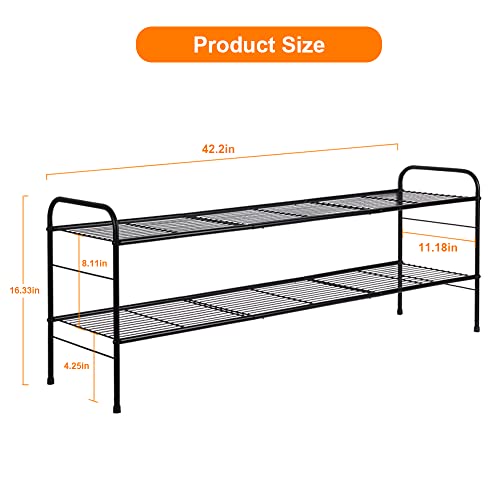 Mutool Extended Shoe Rack 2 Tier Organizer, for Entryway Closet Metal Shoe Storage Shelf for 12-15 Pairs Shoe and Boots Space Saving Large Shoe C